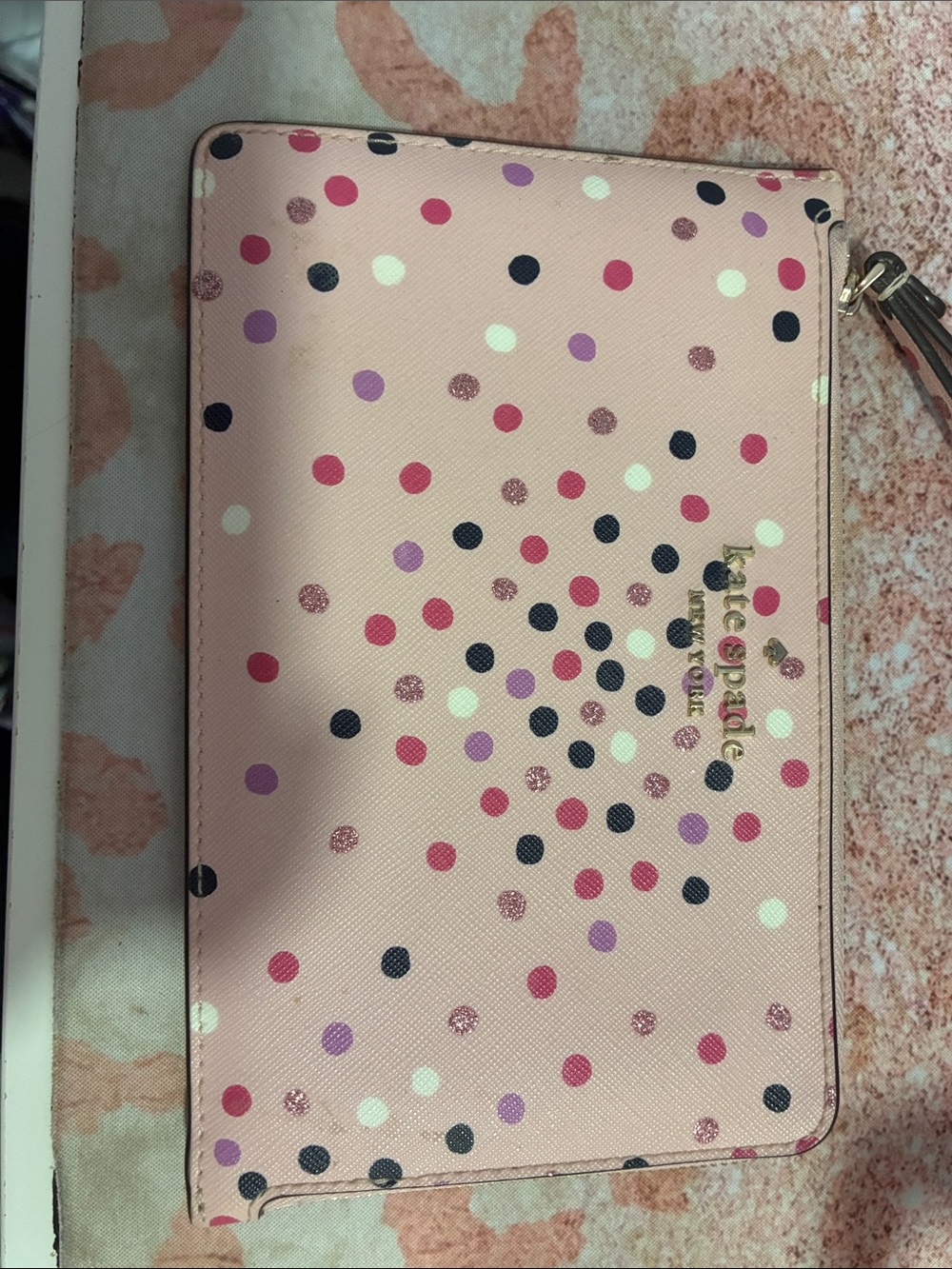 kate spade Pink Polka Dot Wristlet Clutch